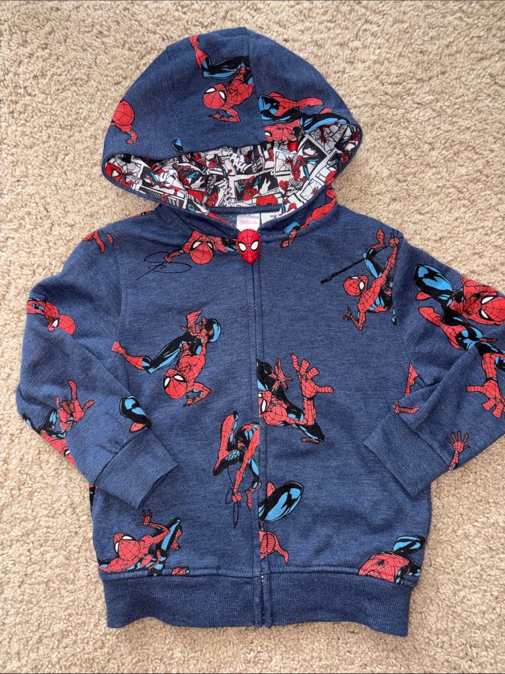 Marvel Spider-Man Navy Blue & Red Hooded Zip-Up Sweatshirt